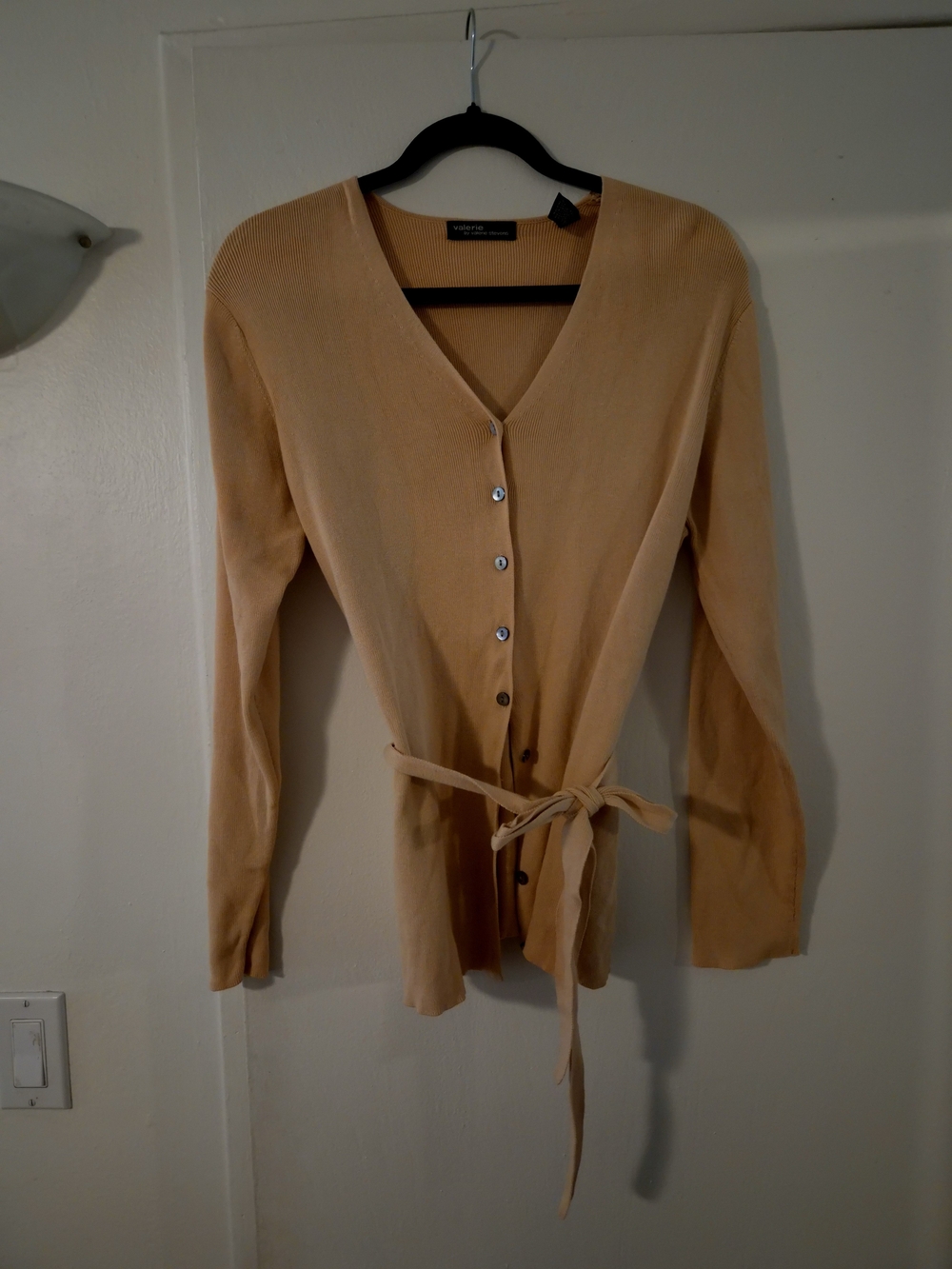 Valerie Beige Tie-Waist Button Cardigan
